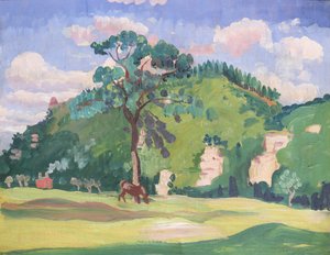 Landschaft mit grasendem Pferd, 1912-13